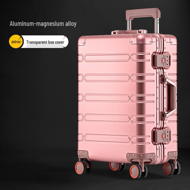 24-inch Aluminum Magnesium Alloy Trolley Luggage with Men's & Women's Combination Lock - Scratch & Wear-resistant Carry-on
