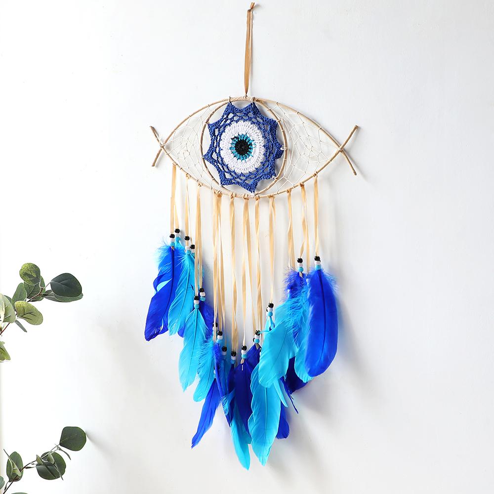 Evil Eye Dreamcatcher Boho Home Decoration Handmade Tapestry Hanging Decor Wall Art Macrame Wall Hanging for Living Room Bedroom