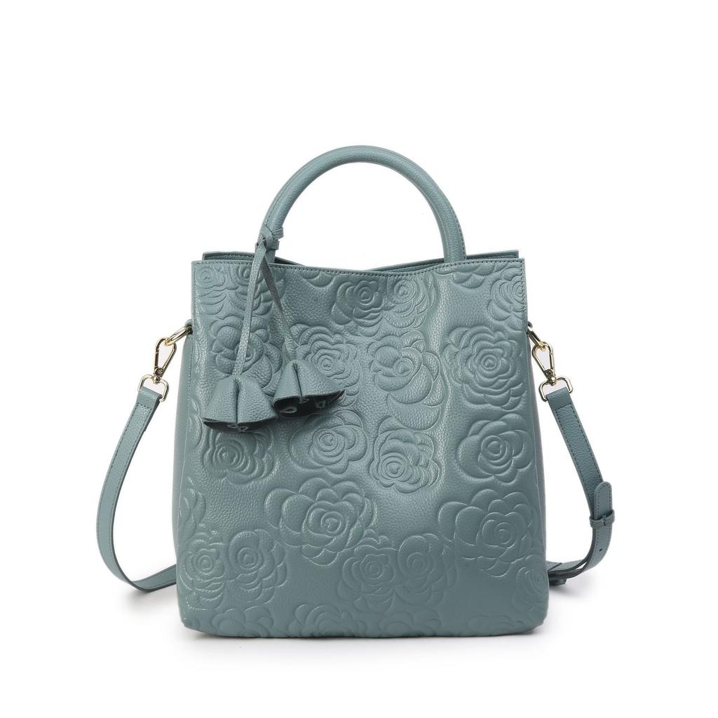 Handbag Large-capacity Women's Bag Fashionable Embossed Genuine Leather Hand-held Bag