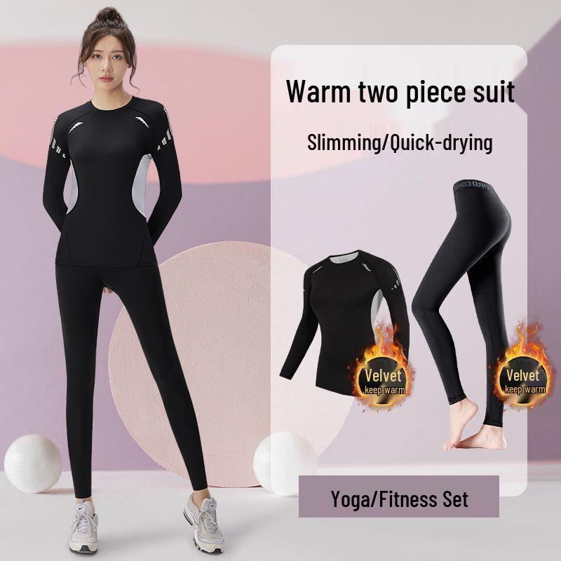 Women's Winter Quick-Dry Sports Suit: Plus Size Running & Yoga Set with High-Elastic Tight Top