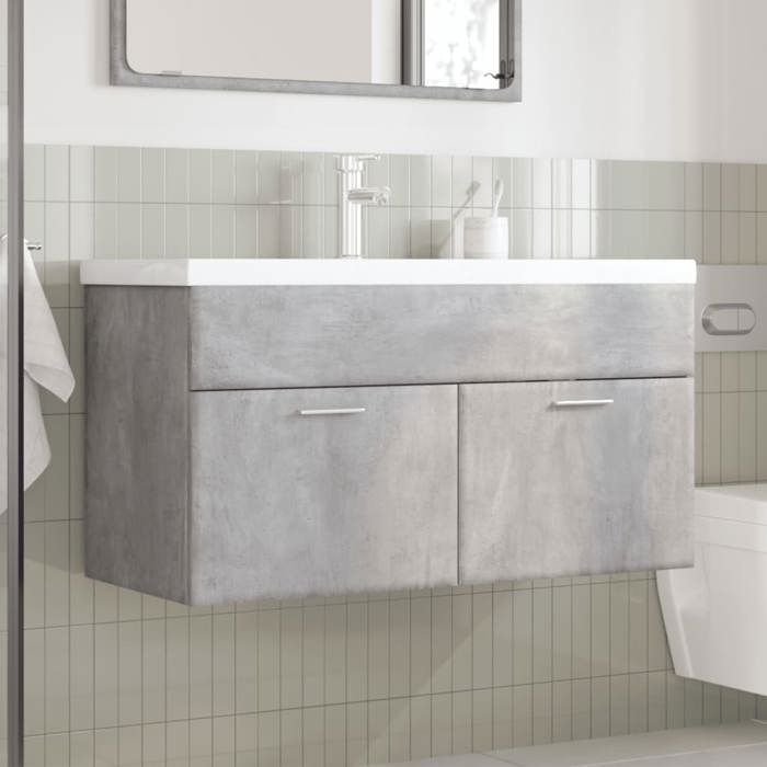 VidaXL Armoire lavabo de salle de bain avec bassin intégré gris béton, placard lavabo de salle de bain, meuble de salle de 3324860