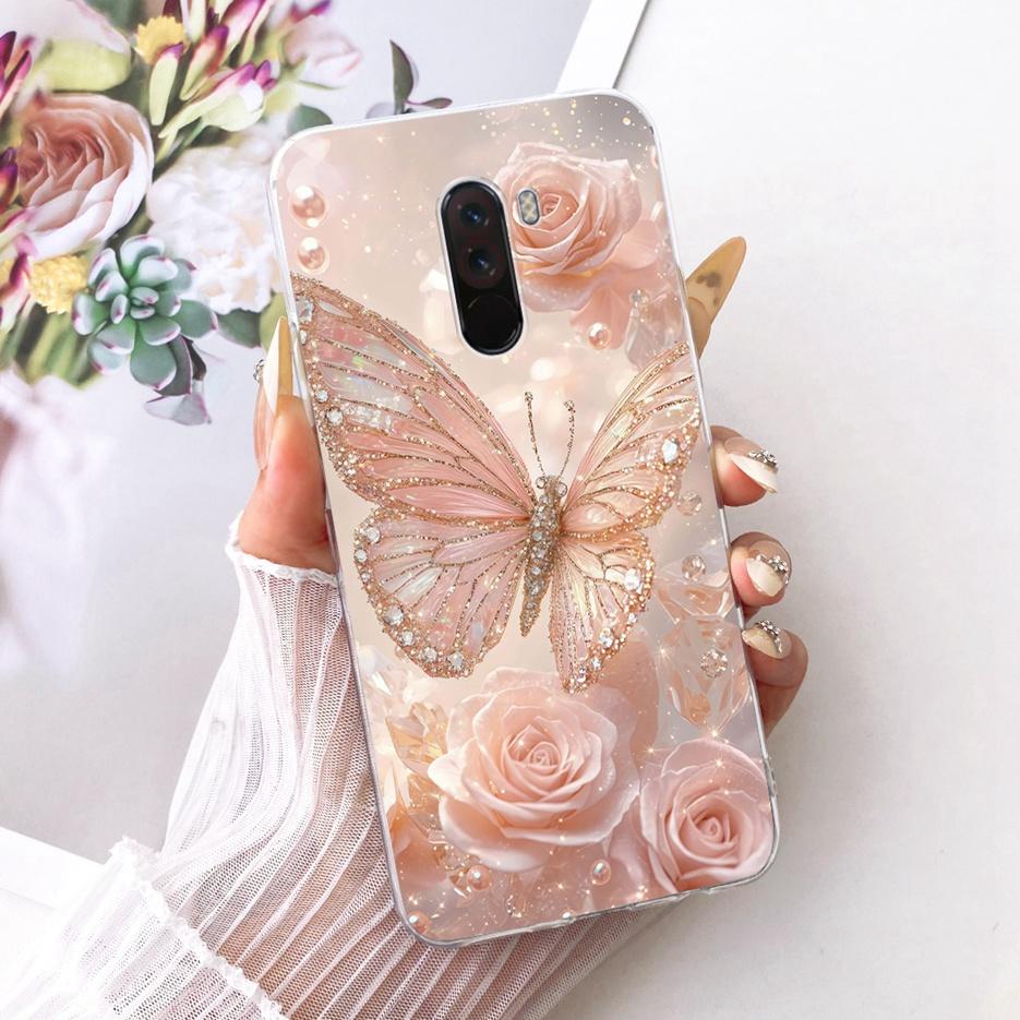 For Xiaomi Pocophone F1 Case Luxury Flowers Butterfly Painted Cover Soft Slim Phone Case For Xiaomi Poco F1 PhoneF1 PocoF1 Shell