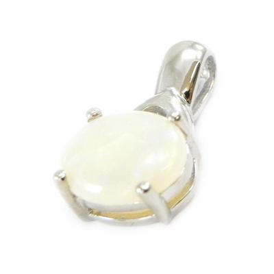[I2605] - Pendentif Argent artisanal 'Déesse Opale' blanc argenté (rhodié) - 26x10 mm