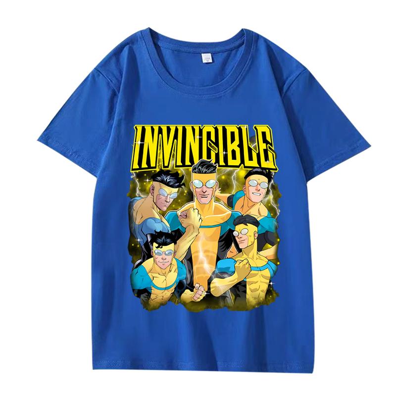 

Вінтажний Супергеройський Футболка Invincible Mark чоловіки жінки Оверсайз 100% Бавовна манга коротким рукавом Літо Аніме Унісекс Топи XXL синій