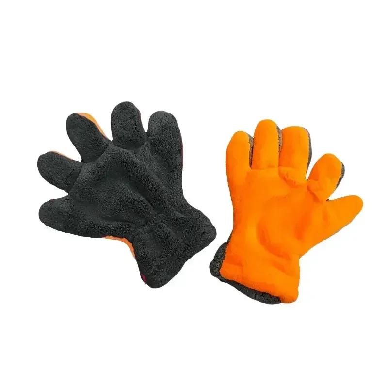 1/2pcs Soft Car Washing Gloves Double-sided Fleece Microfiber Chenille Drying Cloth Car Body Window Tire Cleaning Glove Thicken