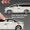Large Scale 1:18 Alphard Car Model Toy Automatic Door Diecast Metal Sound Light Business Vehicles Decoration for Kids Gifts