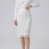 Elegant High-Waisted Lace Midi Skirt - Slim Fit, Hollow Design, Hip-Hugging Style for Women