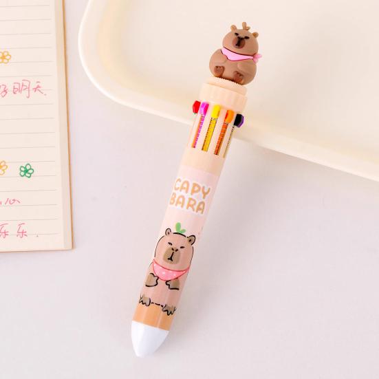 Multicolor 10-in-1 Ballpoint Pen Cute Capybara Ballpoint Pen Push-Type Writing Pen