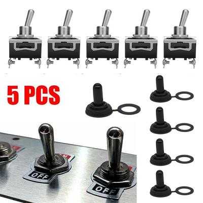 5Pcs Heavy Duty Car Boat Rocker Toggle 250V 2Pin SPST ON/OFF Rocker Switches With Waterproof Boot Spst Rocker 