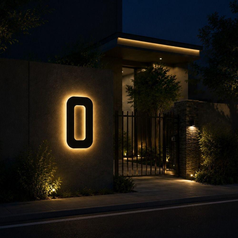 Highlighting Solar Lighted House Numbers Light 11inch Solar Digital Doorplate Yard