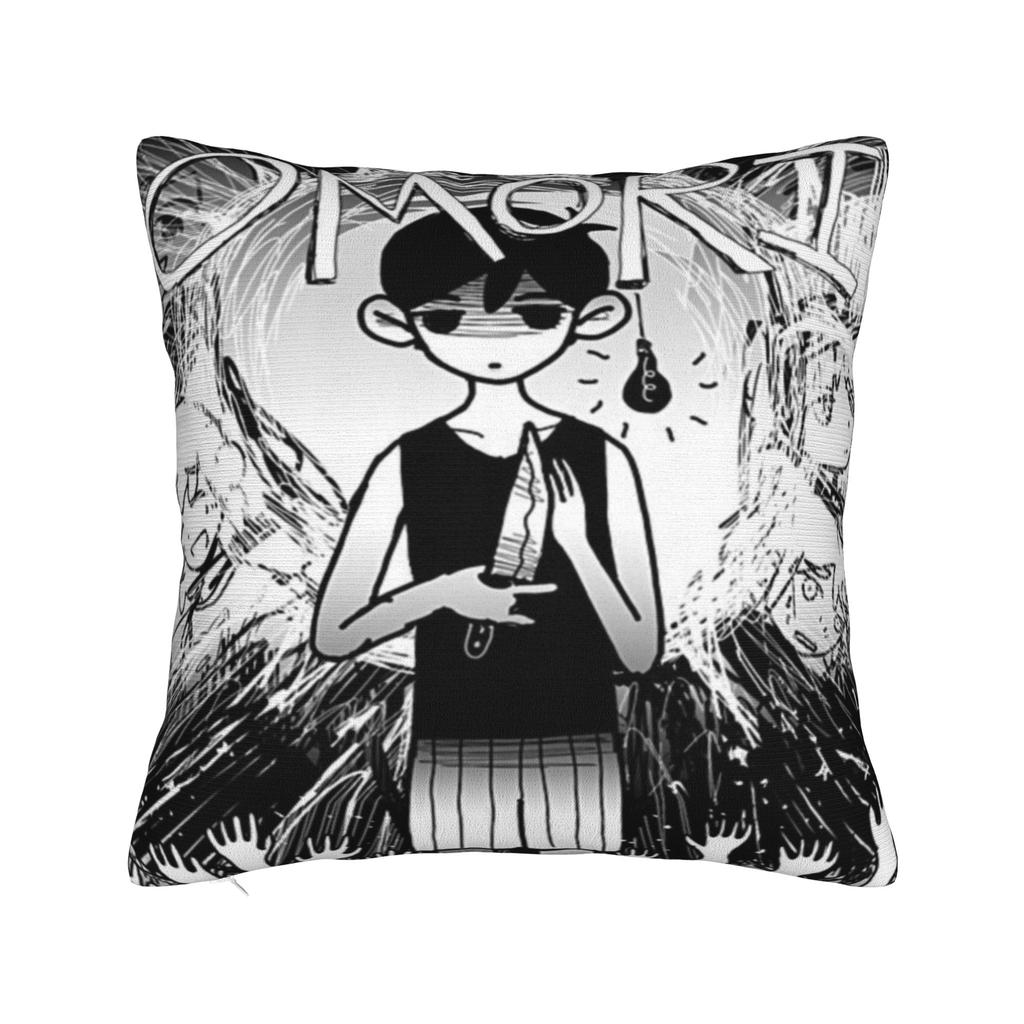 Omori Anime Game Square Pillow Case Basil Aubrey Cushion Covers Awesome Zipper Decorative Pillowcase for Living Room 4545cm
