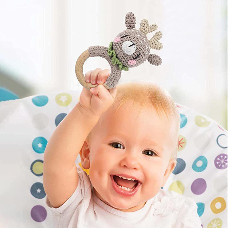 Creative Hand-Knitted Rattle 0-1 Year Old Baby Rattle Toy Child Soothing Can Bite Hand-Held Rattle Gift