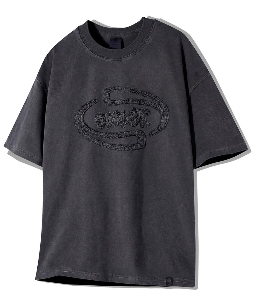 GHOST REPUBLIC Applique Embroidery Pigment Short Sleeve T-Shirt Gt-373
