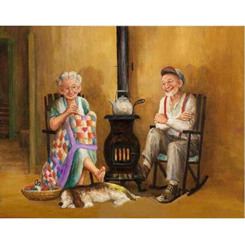 DIY Old Couple 5D Diamond Painting Full Drill Mosaic Diamond Embroidery Rhinestone Cross Stitch Home Decor Wall Art Gift