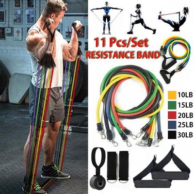 Fitness Rubber Loop Tube Set Yoga Exercise Resistance Bands Gym Pilates Brick Workout Men Bands