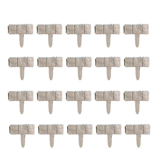 

20Pcs Imitation Stone Garden Fence with Stake No Dig DIY Outdoor Yard Landscape Edging Border Path Lawn Flower Bed Decorative Fence 20PCS серый