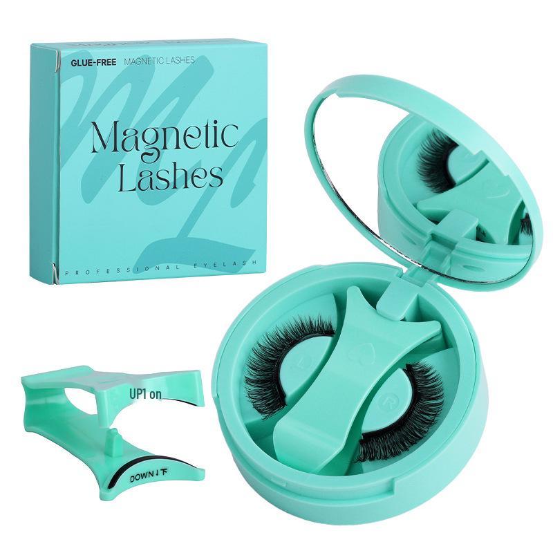 New Magnetic False Eyelashes Set: Colored, Glue-Free, One-Piece Design with Integrated Box.
