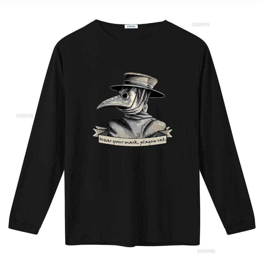 Plague Doctor Wear Your Mask Rat Print T Shirt for Streetwear vintage Washed fashion Comfortable Casual homme Unisex streetwear