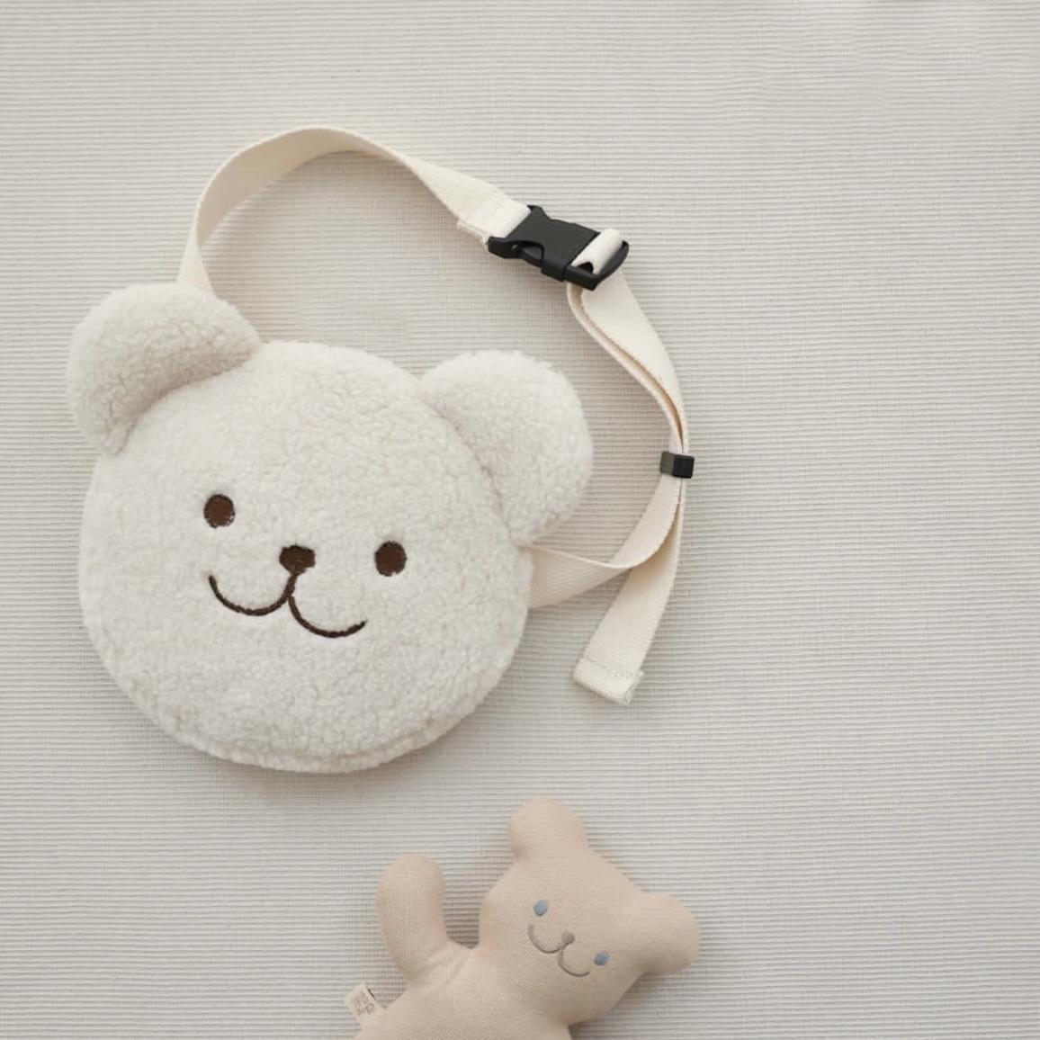 Korean INS-Style Kids  Mini Plush Bag Cute Bear Design Crossbody & Waist Bag Unisex Versatile for Little Ones.