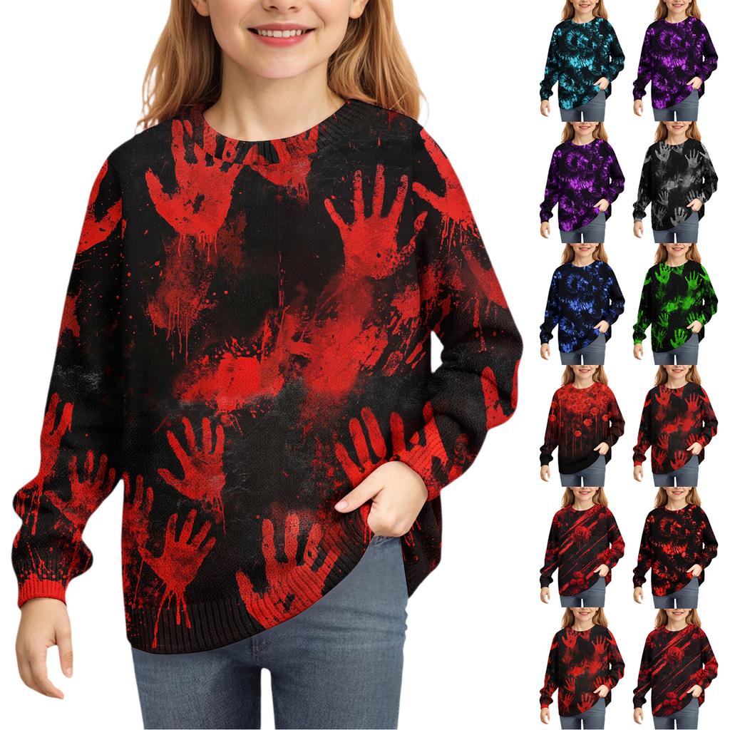 Hanorace de Ziua Halloween pentru Copii Băieți și Fete Pulover Tricotat Cămașă Drăguță Toamnă Pulover cu Gât Rotund Topuri