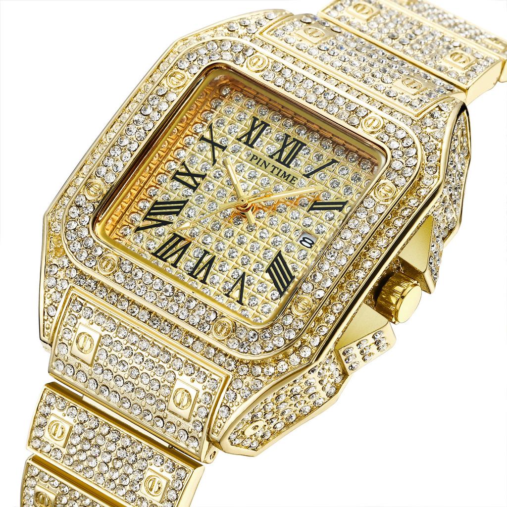 European and American Full Diamond Watches  Full Diamond Watches  Steel Strap Women's Watches  Large Dial Quartz Watches