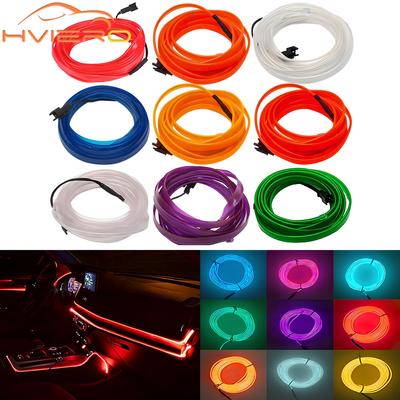 1M 2M 3M 5M Car Interior Lighting Auto LED Strip Wire Rope Tube Line Flexible Neon Light With 12V USB Cigarette Drive