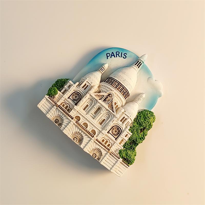 France Paris Sacred Heart Cathedral  3D Stereoscopic Tourism Souvenirs Resin Painting Decoration Home Refrigerator Magnets