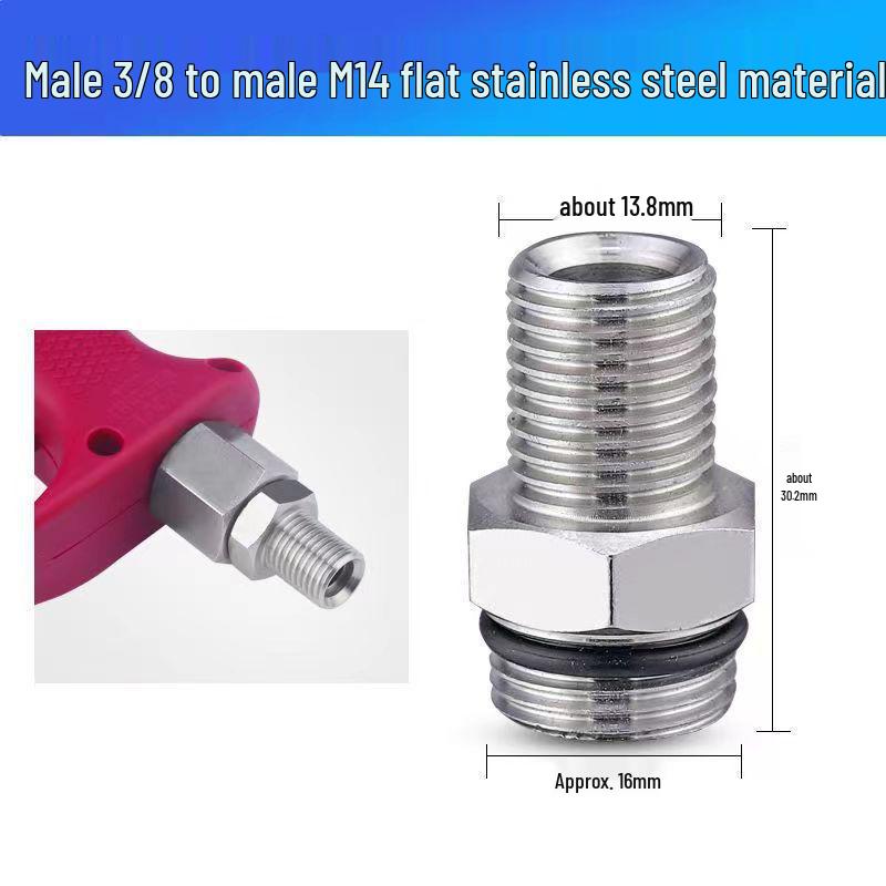 Stainless Steel Quick Connect High-Pressure Washer Adapter for Car Wash, Water Gun, and 3/8 Hose Tail Connector.