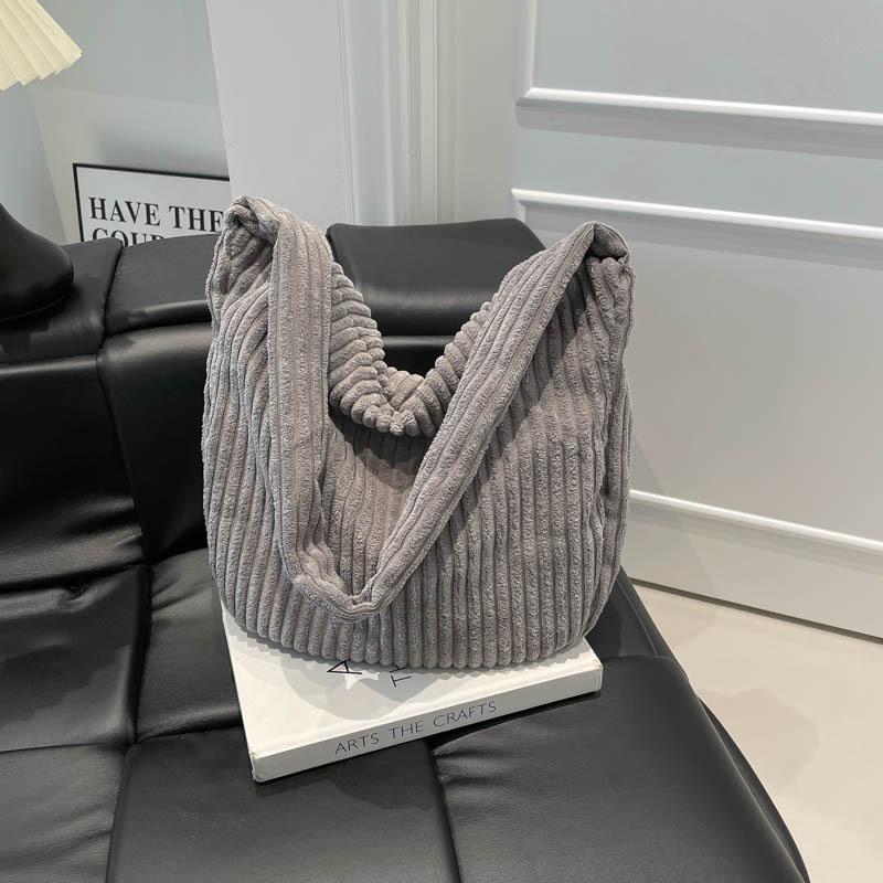 2025 Flannel Big Bag Women's Large-capacity Commuter Tote Bag Simple Autumn Shoulder Oblique Span Bag Corduroy