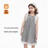 Girls' Summer Gingham Lace Dress