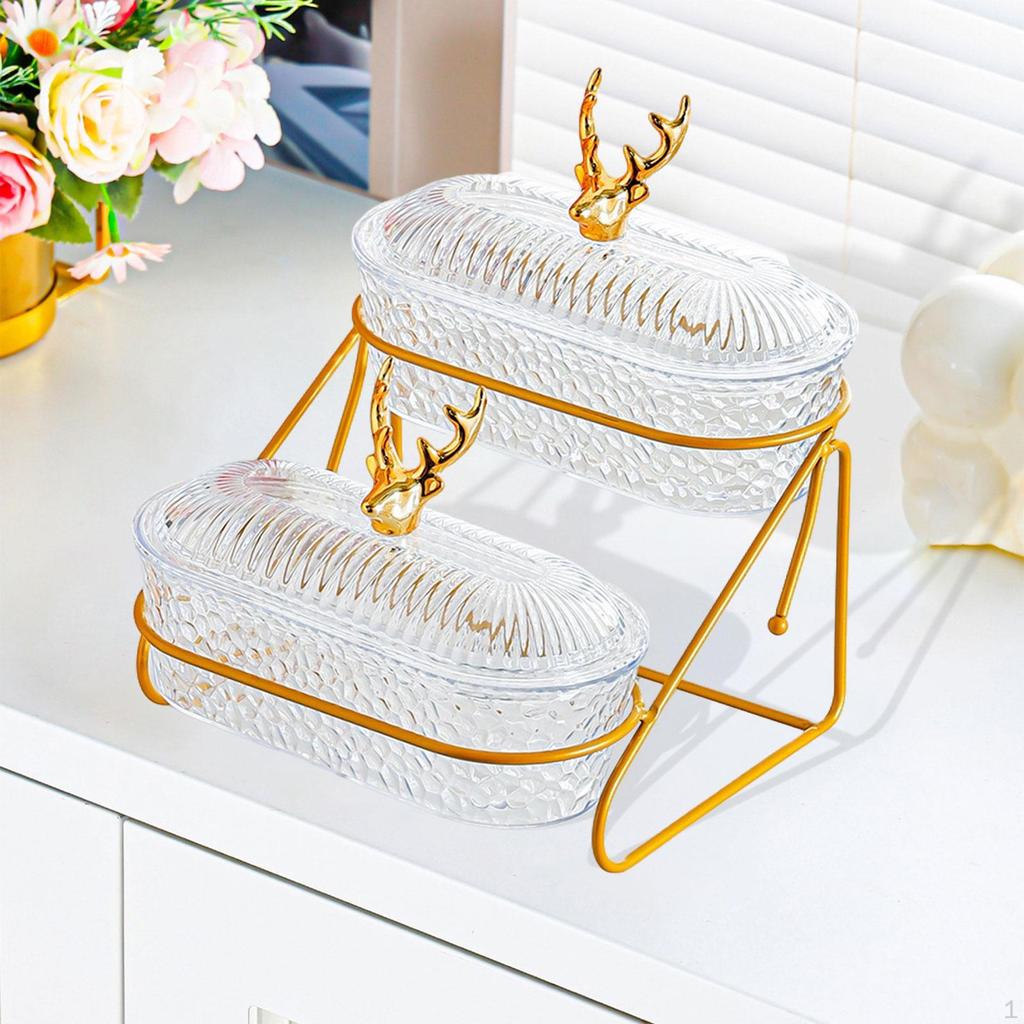 Fruit Basket Appetizer Platter 2 Tier Elegant Countertop Organizer Bowl Tiered Serving Tray