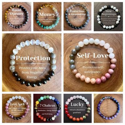 Six-Stone Natural Bracelet: Amethyst, Tiger Eye, Lapis Lazuli & More
