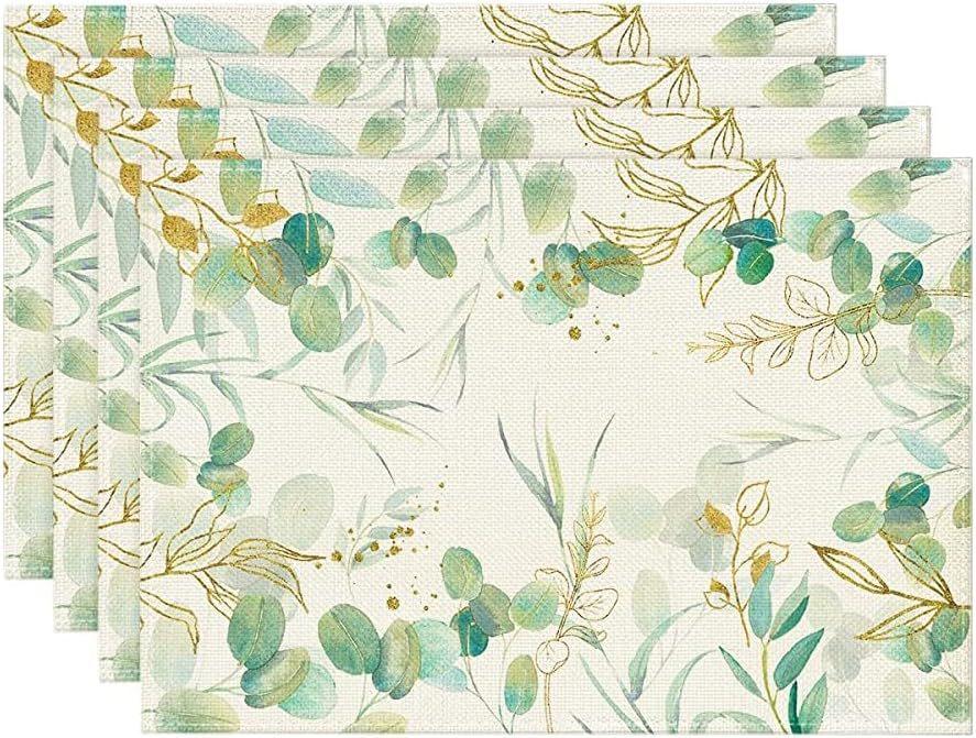 

4PCS Watercolor Hydrangea Butterfly Placemats,12x18 Inch Spring Summer Table Mats for Party Kitchen Dining Table Decoration 30x45cm-4pcs