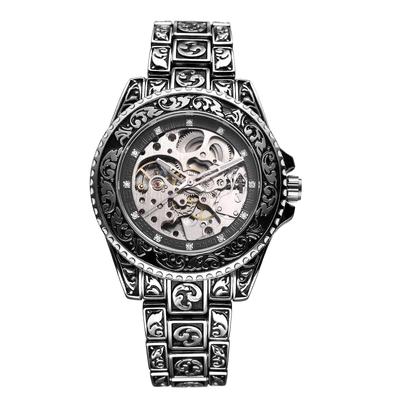 Ceas Automatic Schelet cu Afișaj Analog Rotativ Luminos din Oțel Inoxidabil Accesoriu Elegant Perfect pentru sau ca Cadou pentru Iubit Bărbați Bezel Afișaj,