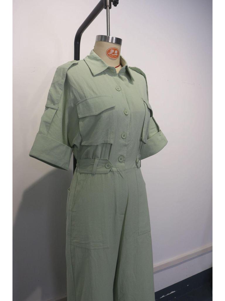 Women's Fashion Jumpsuit: New Loose-Fit, Waist-Slimming Wide-Leg Pants with Lapel Workwear Design.