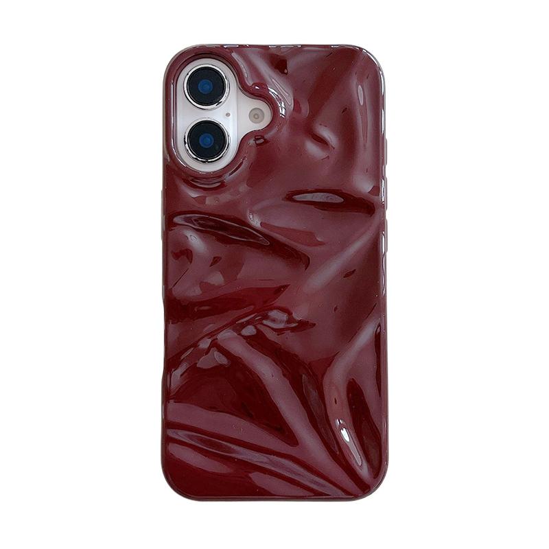 

Бордовый 3D чехол для телефона с текстурой водяных разводов для iPhone 17 Air 16 15 13 11 12 Pro Max 14 Plus Глянцевая силиконовая задняя крышка iPhone 13 Pro