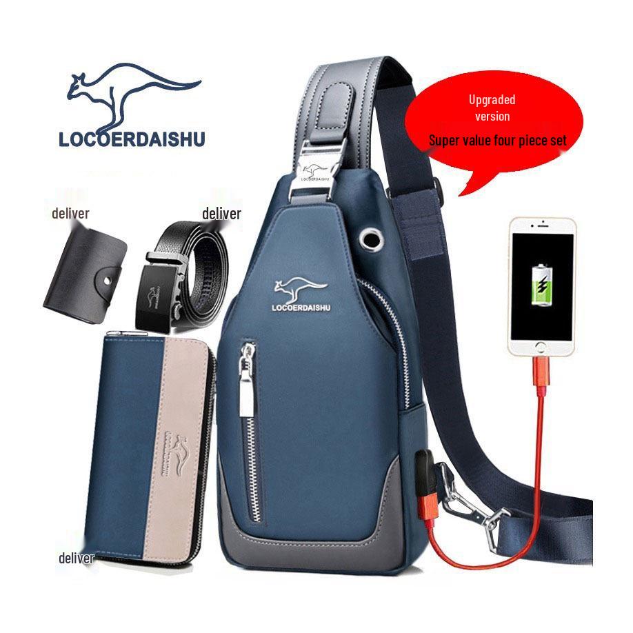Men's Waterproof Oxford Cloth Crossbody Chest Bag - Korean Style, Trendy, Wear-Resistant, Single Shoulder Bag
