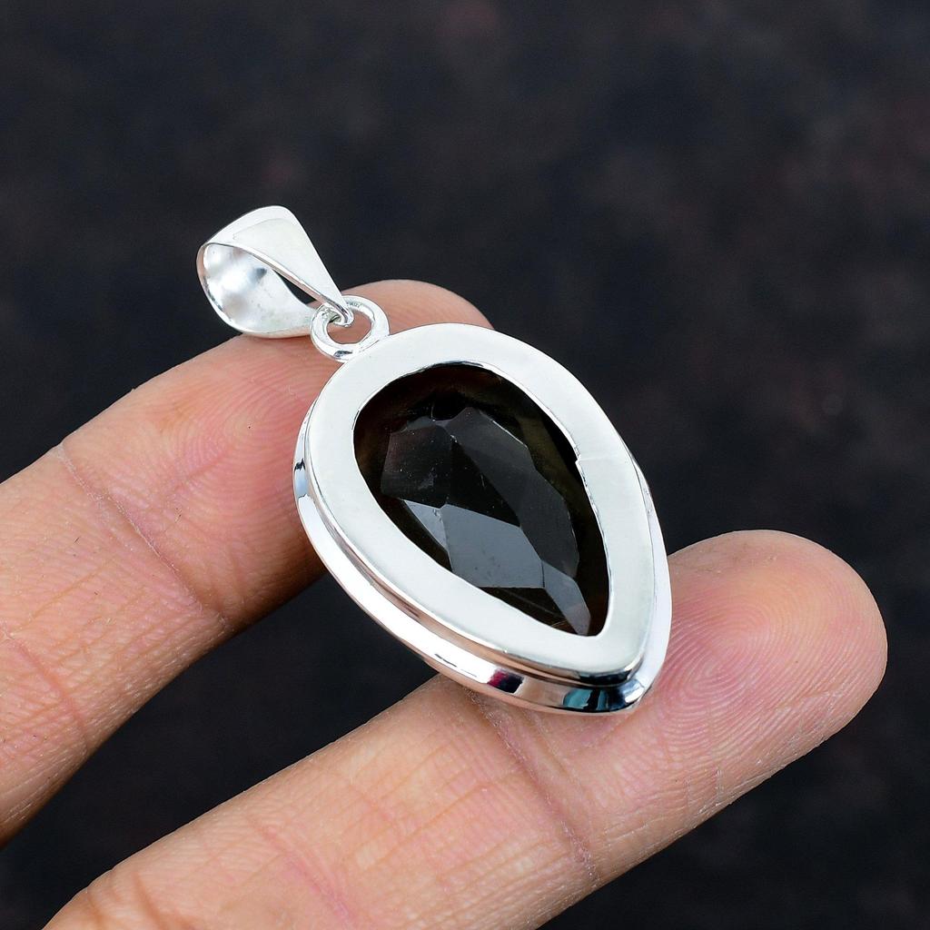 Faceted Smoky Quartz Pendant Top Quality Gemstone Jewelry 925 Sterling Silver Pendant Handmade Pendant Latest Design Jewelry Gifts for Wife