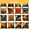 Cotton Linen Halloween Sofa Decor Cushion Cover With Stylish Pumpkin Design