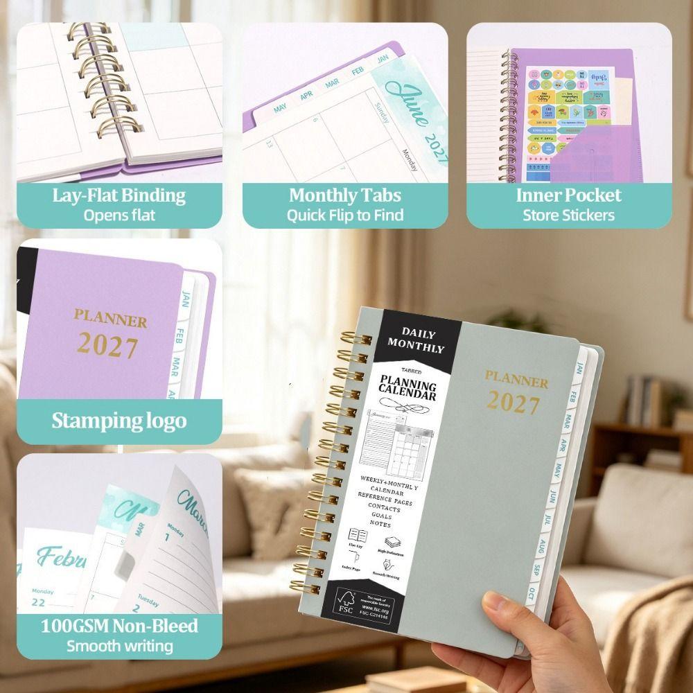 Efficiency 2027 Yearly Planner Notebook A5 Agenda Planning Notebook School Office Supplies