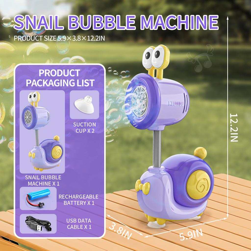 Snail Soap Bubble Machine Fully Automatic 20 Holes Children's Bubbles Gun LED Light Outdoor Game Boys Girls Toys for Kids Gifts