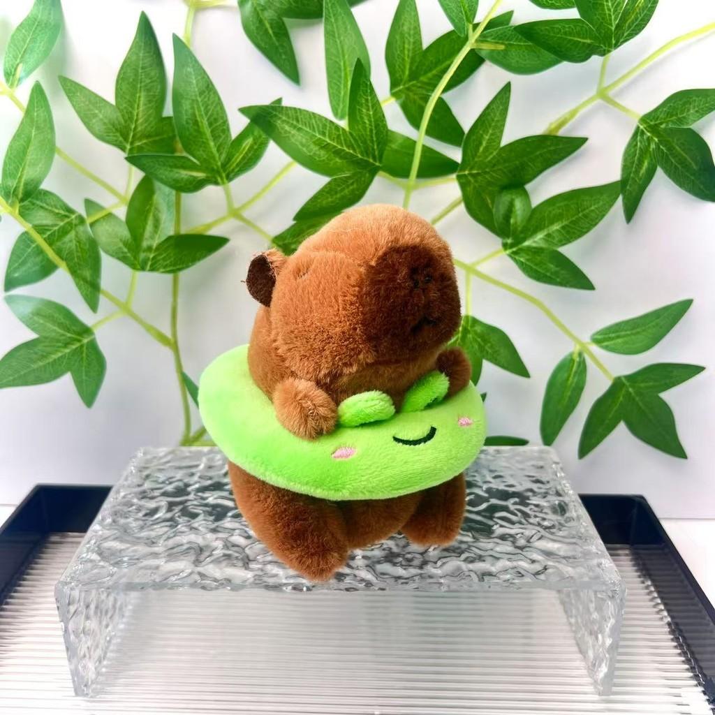 Swimming Ring Capybara Key Chain Cute Children Backpack Hanging Plush Gift Doll