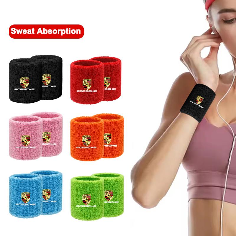 Met Auto Logo Badge Armband Sportpolsbandjes Mannen Vrouwen Absorberende Polsband Voor Porsche Panamera Cayenne Taycan 911 718 Macan