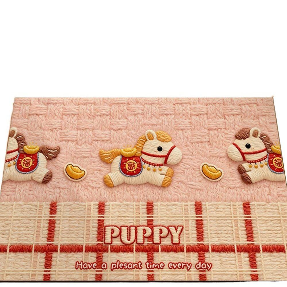 Durable Soft Texture Horse Floor Mat Non-slip New Year Theme Bath Mat Pony Door Mat for 2026 New Year