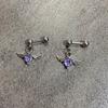 Angel Wing Heart Shape Earrings Stainless Steel Body Jewelry Ear Studs For Casual Or Formal Occasions