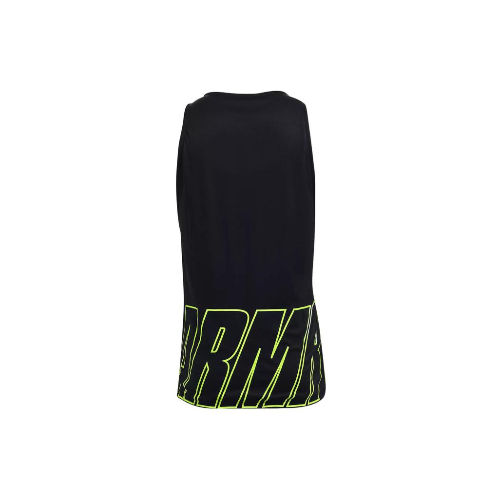 Under Armour Baseline Letter Casual Basketball Breathable Loose Tank Top Men tops Black Green 1361899-002