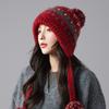 Bandage Red Hat Women's Autumn and Winter Retro Knitted Wool Hat Outdoor Thermal Bald Hat