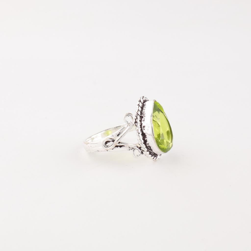 Elegant Peridot Gemstone 925 Sterling Silver Jewelry Handmade Ring Gift For Wife RR-57-9