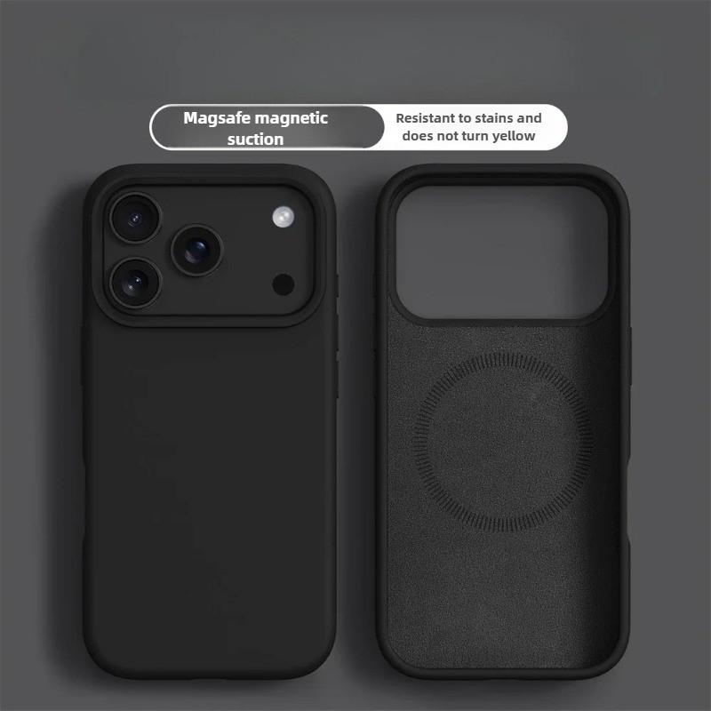 Liquid Silicone Magnetic for Phone Case for For Iphone17ProMax 16 1 14 13 17Air Solid Color Skin Protection Soft Back Cover