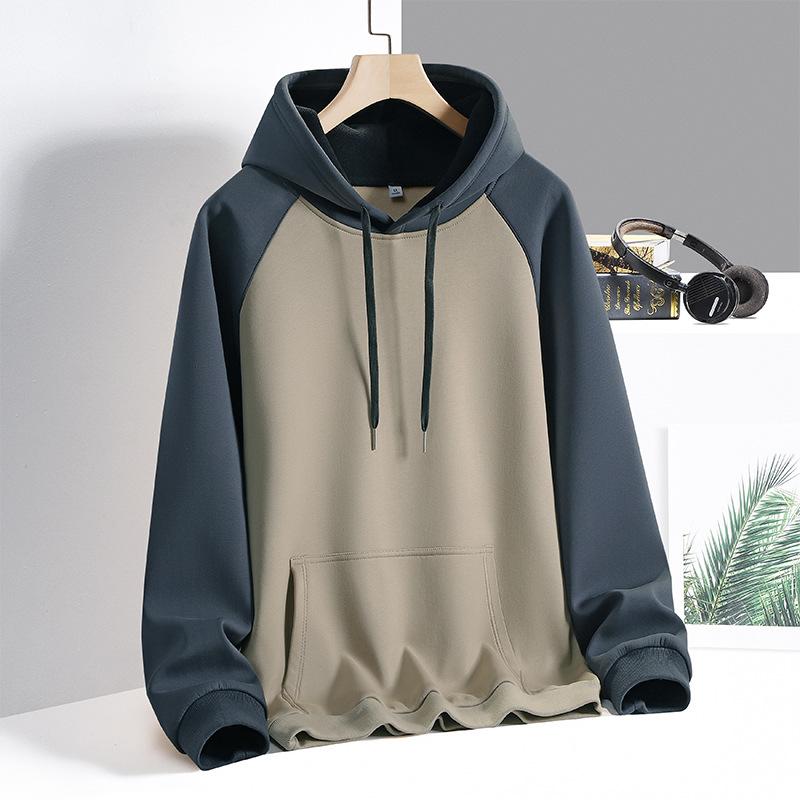 Fleece Men's Hoodie with Street Sleeves and Hooded Jacket, Color Blocked Hoodie for Men